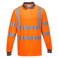 Tricou reflectorizant polo cu maneca lunga, inalta vizibilitate, 175g/m2 [S271] Portocaliu