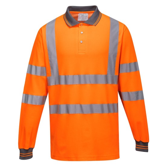 Tricou reflectorizant polo cu maneca lunga, inalta vizibilitate, 175g/m2, Portocaliu Tricou reflectorizant polo cu maneca lunga, inalta vizibilitate, 175g/m2, Portocaliu