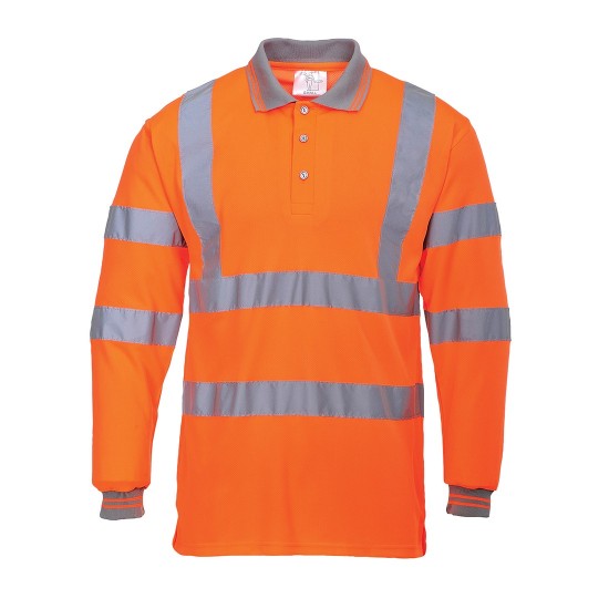 Tricou polo cu maneca lunga reflectorizant, HiVis, 175g/m2, Portocaliu