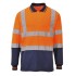 Tricou polo cu maneca lunga reflectorizant, inalta vizibilitate, bicolor[S279] Portocaliu si bleumarin