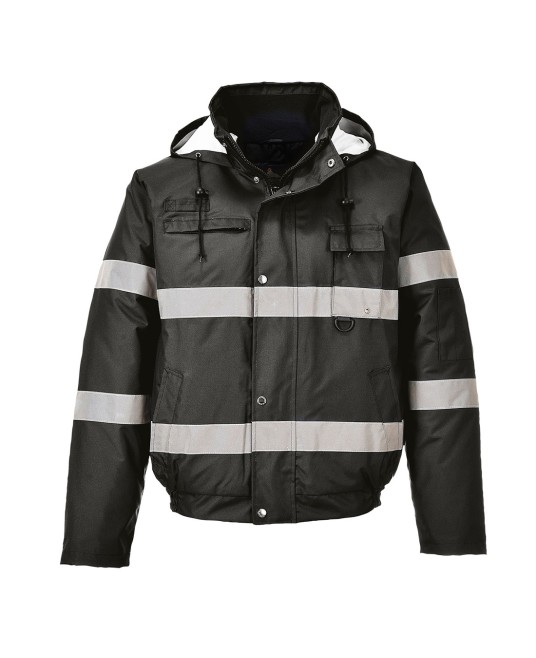 Jacheta de protectie reflectorizanta vatuita, impermeabila, bomber, Iona Lite, Negru