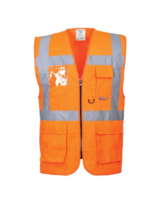 Vesta de protectie reflectorizanta, cu fermoar, galben, portocaliu, rosu, Portocaliu