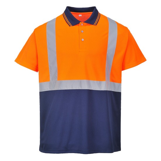 Tricou Polo Doua tonuri  [S479] Portocaliu si bleumarin