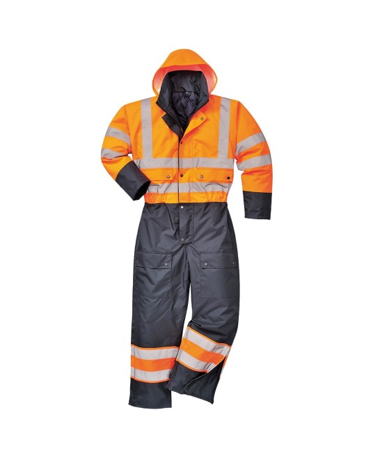 Combinezon vatuit reflectorizant, HiVis, Portocaliu si bleumarin