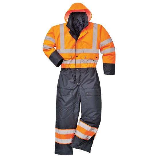 Combinezon vatuit reflectorizant, HiVis, Portocaliu si bleumarin Combinezon vatuit reflectorizant, HiVis, Portocaliu si bleumarin