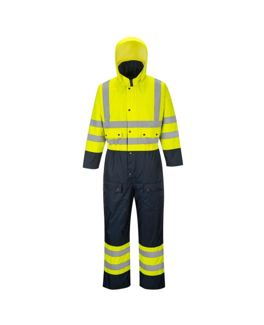 Combinezon vatuit reflectorizant, HiVis, Galben si bleumarin