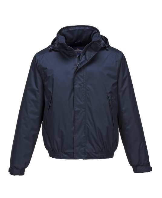 Jacheta vatuita cu gluga, impermeabila, captuseala fleece, Bleumarin