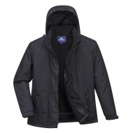 Jacheta vatuita cu gluga, impemeabila, captuseala fleece[S505] Negru