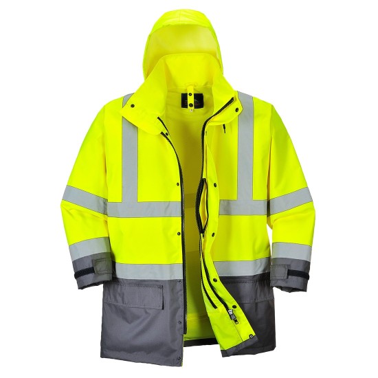Jacheta vatuita reflectorizanta, 5 in 1, inalta vizibilitate [S768] Galben si bleumarin