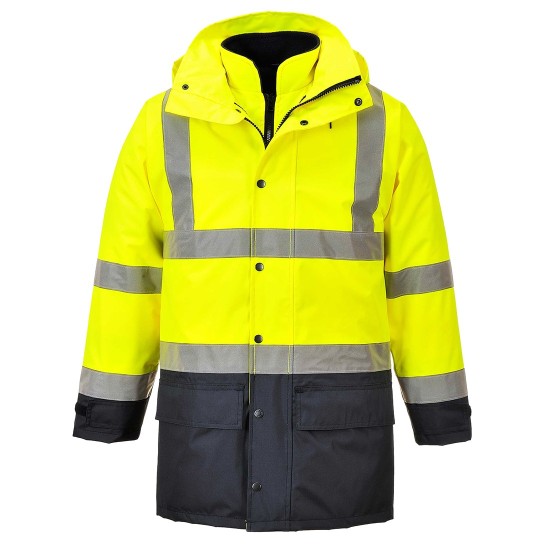 Jacheta vatuita reflectorizanta, 5 in 1, inalta vizibilitate, Galben si negru Jacheta vatuita reflectorizanta, 5 in 1, inalta vizibilitate, Galben si negru