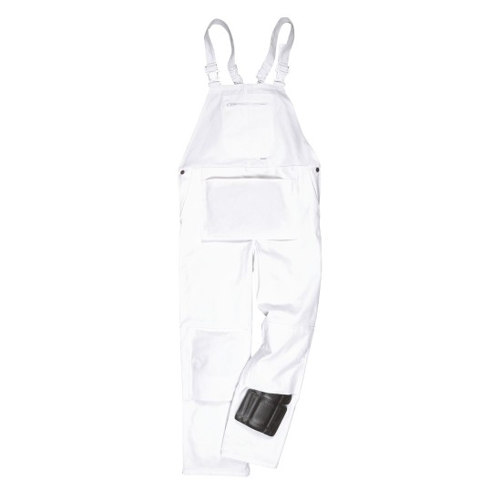 Salopeta de lucru cu pieptar alba, bumbac, 305g/m2, Alb Salopeta de lucru cu pieptar alba, bumbac, 305g/m2, Alb