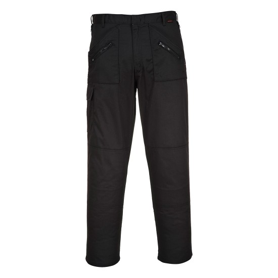 Pantaloni de lucru rezistenti, 11 buzunare, tercot, 245g/m2, scund, negru