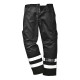Pantaloni de lucru cu dungi reflectorizante, tercot 245g/m2, Negru