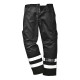 Pantaloni de lucru cu dungi reflectorizante, tercot 245g/m2, Negru Pantaloni de lucru cu dungi reflectorizante, tercot 245g/m2, Negru