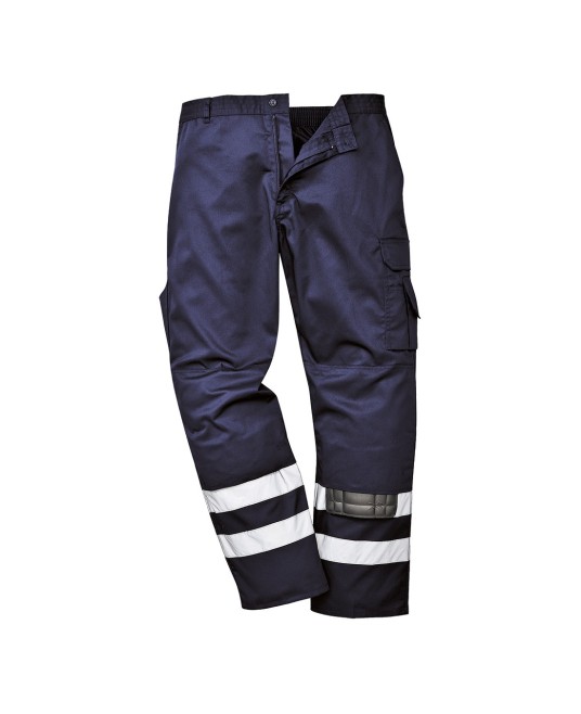 Pantaloni de lucru cu dungi reflectorizante, Portwest Quality,tercot, 245g/m2 [S917] Bleumarin