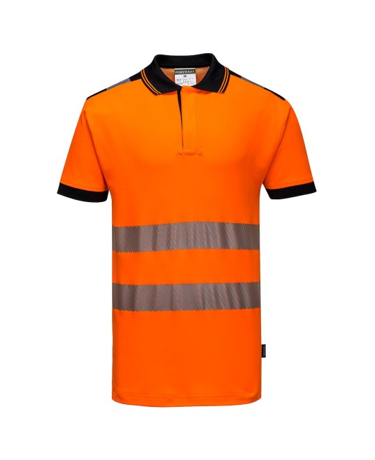 Tricou polo HiVis reflectorizant, calitate premium PW3 [T180] Portocaliu fosforescent
