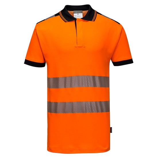 Tricou polo HiVis reflectorizant, calitate premium PW3 [T180] Portocaliu fosforescent