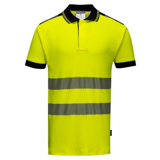 Tricou polo HiVis reflectorizant, calitate premium PW3 [T180] Galben fosforescent