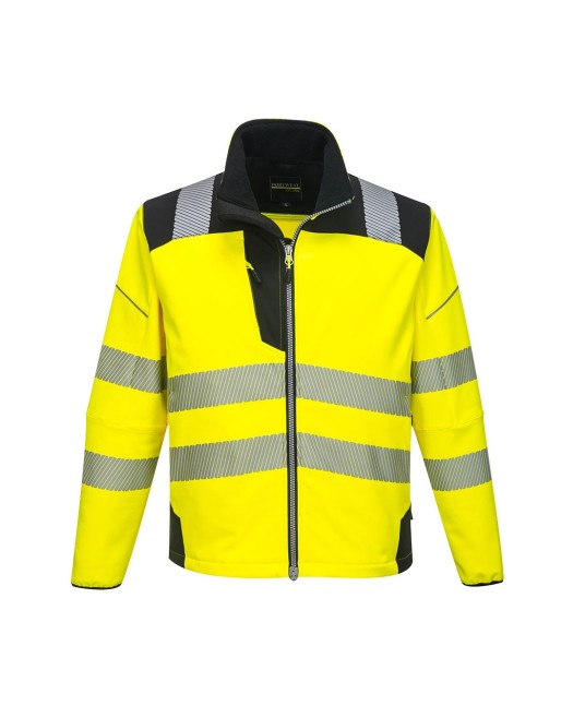 Jacheta premium softshell reflectorizanta PW3 [T402] Galben si negru