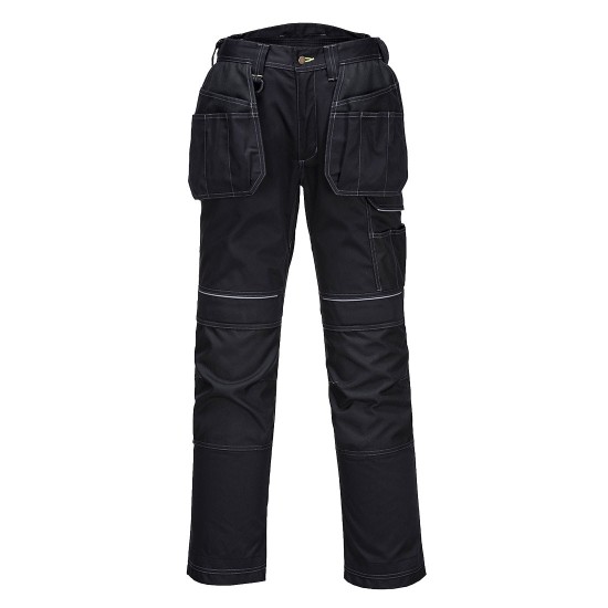 Pantaloni de lucru foarte rezistenti, buzunare pentru scule, tercot, 300g/m2, gama premium PW3 [T602] Negru