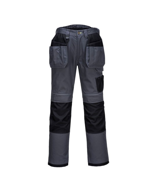 Pantaloni de lucru foarte rezistenti, buzunare pentru scule, tercot, 300g/m2, Gri si negru