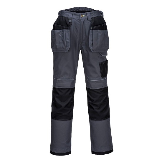 Pantaloni de lucru foarte rezistenti, buzunare pentru scule, tercot, 300g/m2, gama premium PW3 [T602] Gri si negru