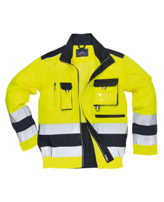 Jacheta de protectie reflectorizanta, inalta vizibilitate, tercot, [TX50] Galben si bleumarin