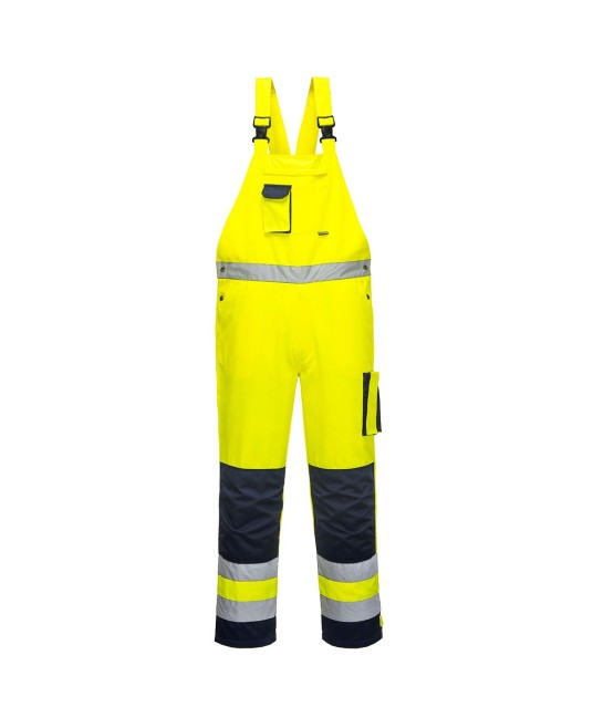 Salopeta de protectie cu pieptar, reflectorizanta, tercot 245g/m2 [TX52] Galben si bleumarin