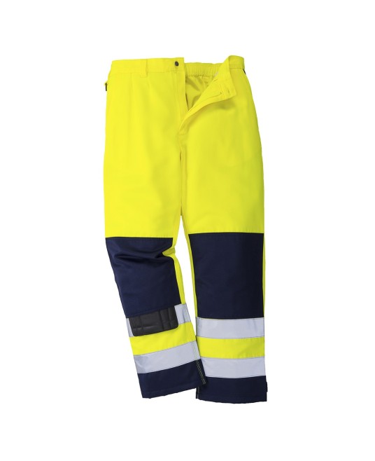 Pantaloni inalta vizibilitate, bicolori, calitate premium [TX71] Galben si bleumarin