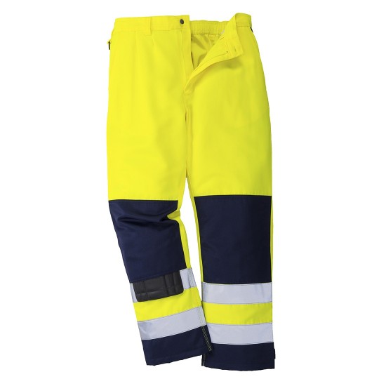 Pantaloni inalta vizibilitate, bicolori, calitate premium [TX71] Galben si bleumarin