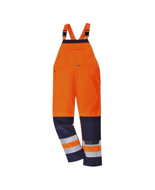 Salopeta de protectie cu pieptar, reflectorizanta, tercot 245g/m2 [TX72] Portocaliu si bleumarin