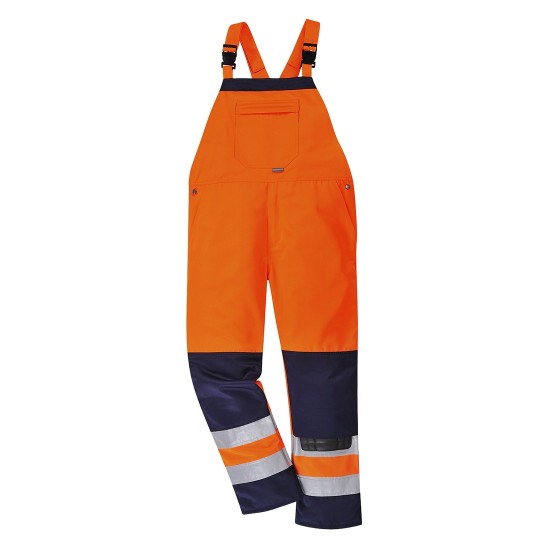 Salopeta de protectie cu pieptar, reflectorizanta, tercot 245g/m2 [TX72] Portocaliu si bleumarin