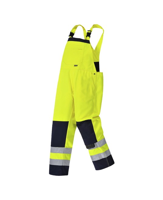 Salopeta de protectie cu pieptar, reflectorizanta, tercot 245g/m2 [TX72] Galben si bleumarin