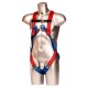 Ham de protectie anticadere in 2 puncte, inel-D dorsal, 2 inele pe piept [FP12] Rosu