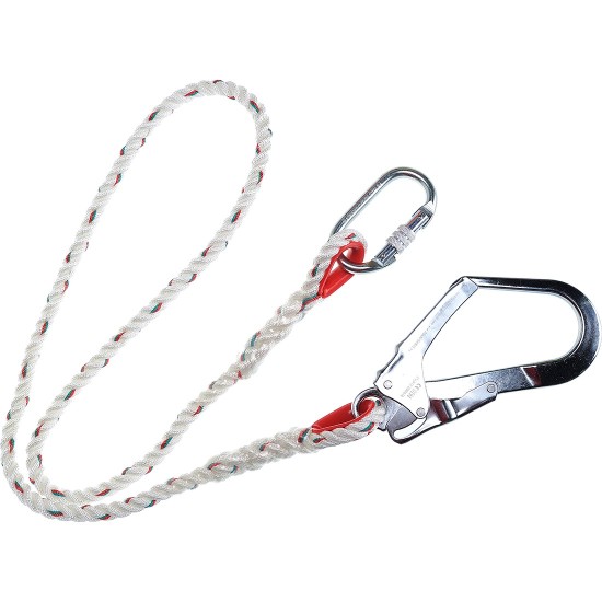 Funie de protectie cu carlig si carabiniera, 1.5m[FP21] Alb