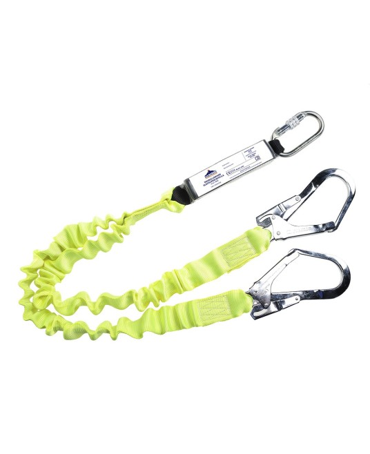 Funie de protectie elastica, amortizor, doua carlige de schela, carabiniera [FP52] Galben