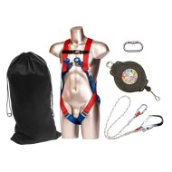 Set protectie anticadere-ham 2 puncte, funie, franghie cu carabiniera si carlig [FP63] Rosu