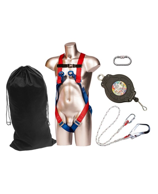 Set protectie anticadere-ham 2 puncte, funie, franghie cu carabiniera si carlig [FP63] Rosu