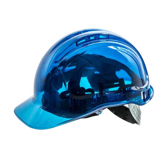 Casca de protectie cu carcasa transparenta, sistem de prindere cu rotita [PV64] Albastru