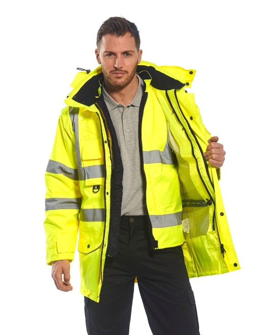 Jacheta vatuita reflectorizanta, 7 in 1, inalta vizibilitate, galbena, Galben