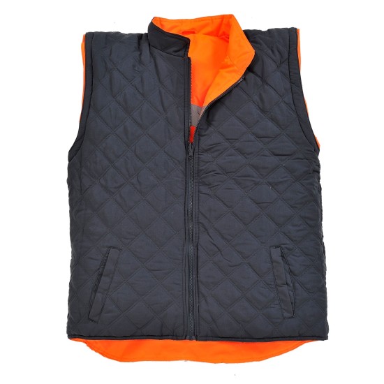 Jacheta de protectie reflectorizanta cu 2 fete, poate fi purtata si ca vesta, Portocaliu si bleumarin