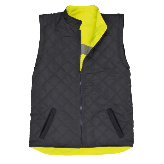 Jacheta de protectie reflectorizanta cu 2 fete, poate fi purtata si ca vesta, Galben si bleumarin Jacheta de protectie reflectorizanta cu 2 fete, poate fi purtata si ca vesta, Galben si bleumarin