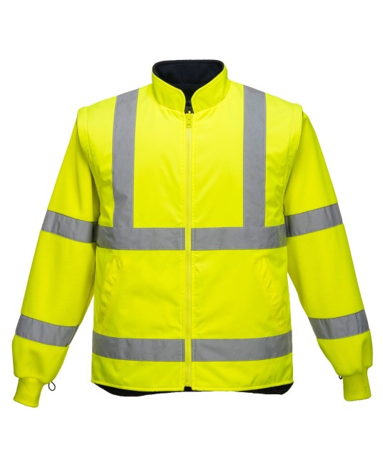 Jacheta vatuita reflectorizanta, 5 in 1, inalta vizibilitate, Galben si gri