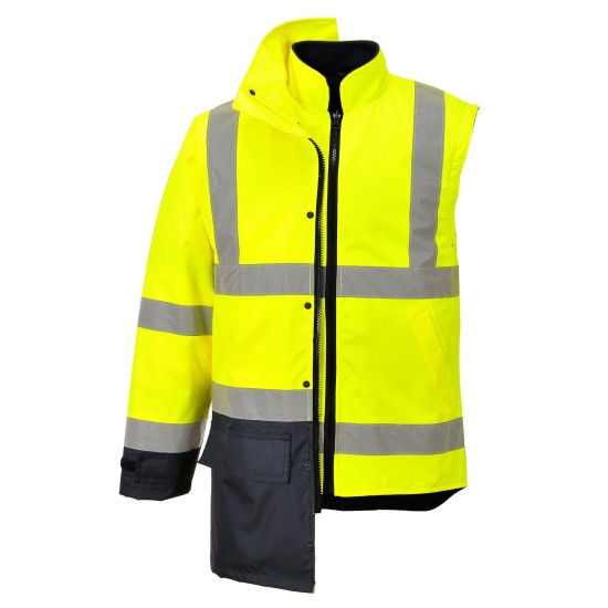 Jacheta vatuita reflectorizanta, 5 in 1, inalta vizibilitate, Rosu si bleumarin Jacheta vatuita reflectorizanta, 5 in 1, inalta vizibilitate, Rosu si bleumarin