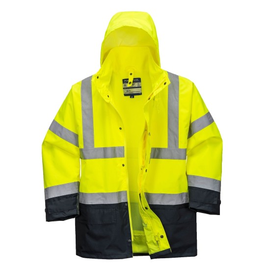 Jacheta vatuita reflectorizanta, 5 in 1, inalta vizibilitate, Galben si negru Jacheta vatuita reflectorizanta, 5 in 1, inalta vizibilitate, Galben si negru