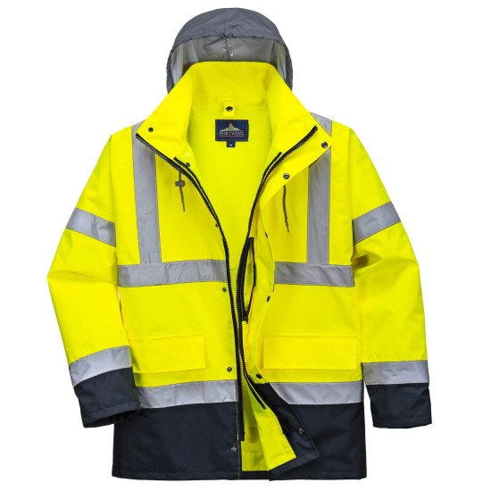 Jacheta vatuita reflectorizanta, 4 in 1, inalta vizibilitate, impermeabila, Galben si bleumarin Jacheta vatuita reflectorizanta, 4 in 1, inalta vizibilitate, impermeabila, Galben si bleumarin