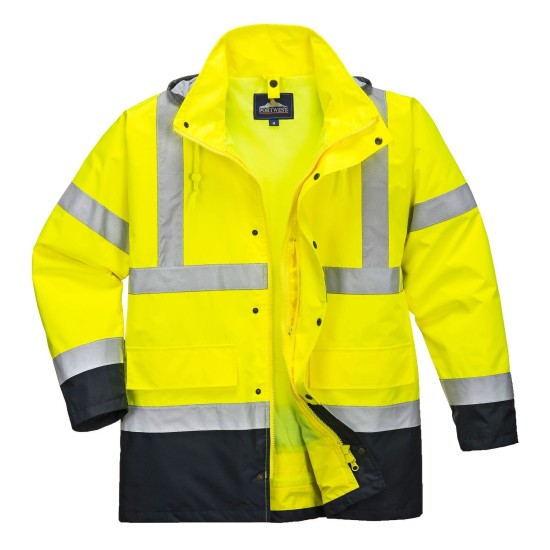 Jacheta vatuita reflectorizanta, 4 in 1, inalta vizibilitate, impermeabila, Galben si bleumarin Jacheta vatuita reflectorizanta, 4 in 1, inalta vizibilitate, impermeabila, Galben si bleumarin