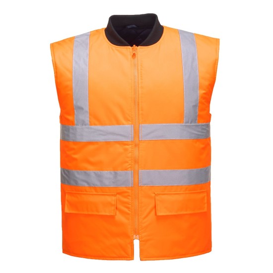 Jacheta vatuita reflectorizanta, 4 in 1, inalta vizibilitate, impermeabila, Portocaliu si bleumarin Jacheta vatuita reflectorizanta, 4 in 1, inalta vizibilitate, impermeabila, Portocaliu si bleumarin