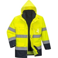 Jacheta reflectorizanta HiVis, 3 in 1, impermeabila, fleece detasabil, [S162] Galben si bleumarin