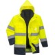 Jacheta reflectorizanta HiVis, 3 in 1, impermeabila, fleece detasabil,, Galben si bleumarin